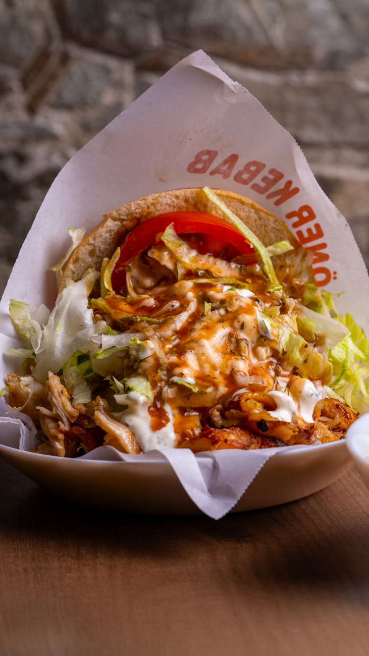delicious doner kebab with fresh vegetables