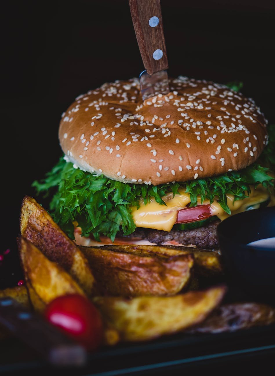 burger with spinach and cheese