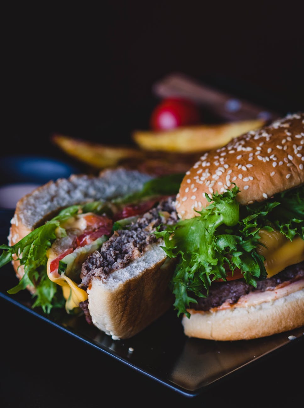 sliced cheeseburger