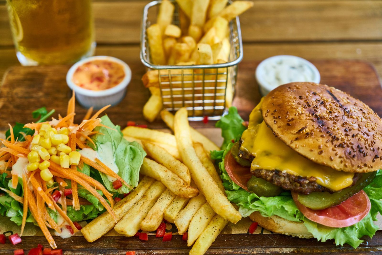 Cheeseburger and fries