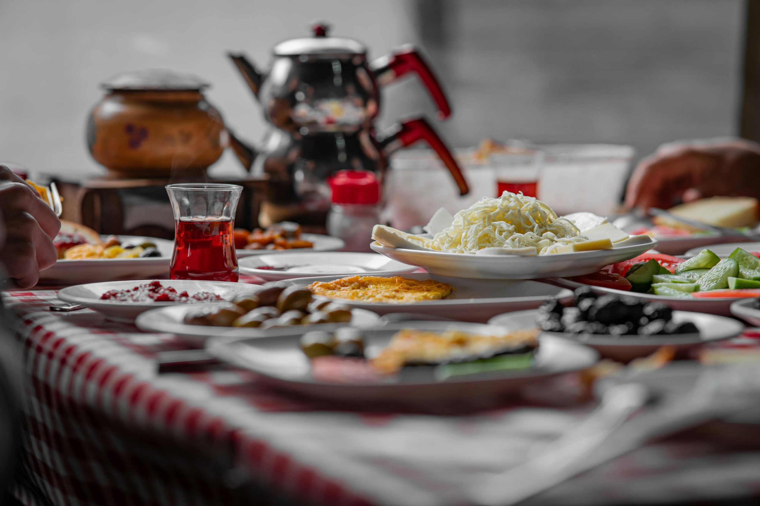 Traditional turkish breakfast in bursa setting