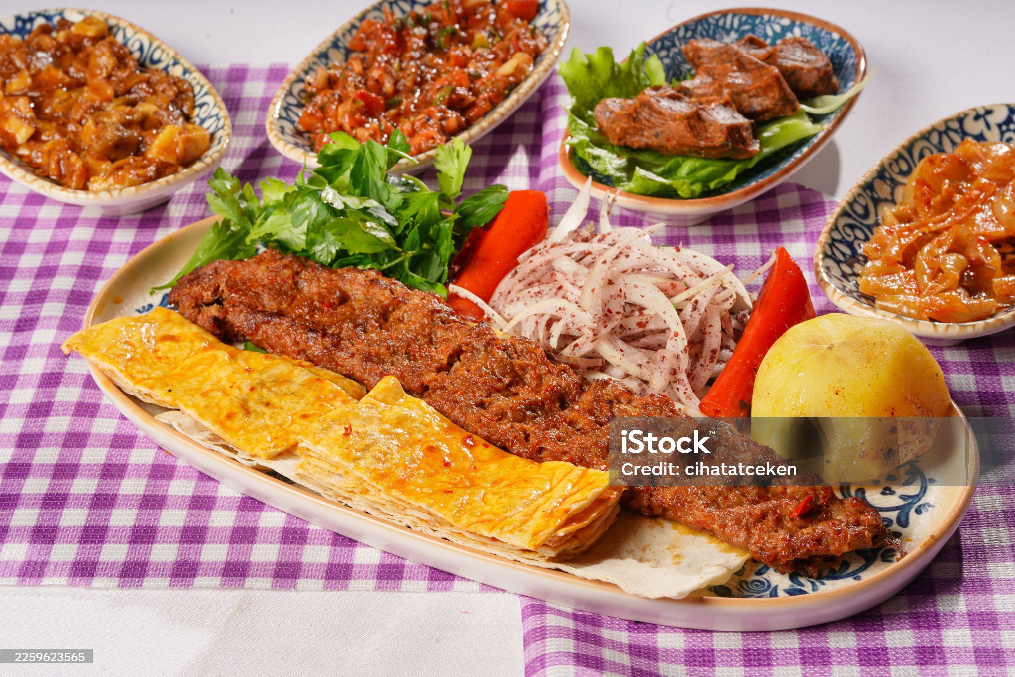 Barbecue grilled Adana Kebab dish