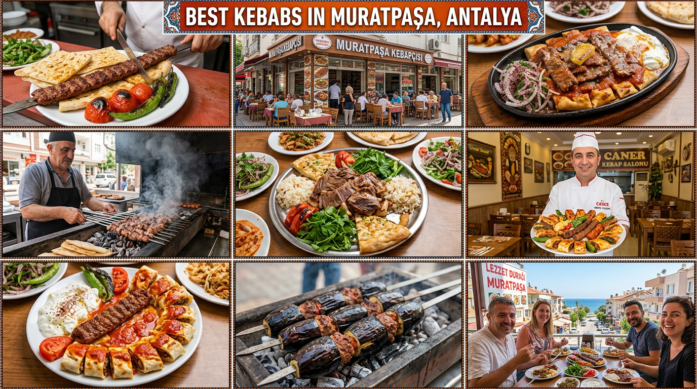 Various kebabs being prepared and served in Muratpaşa Antalya