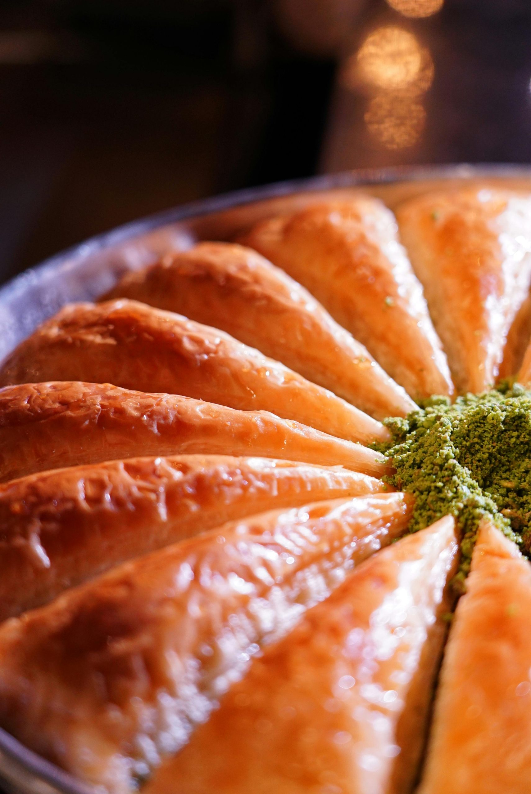 Close up of freshly baked turkish baklava