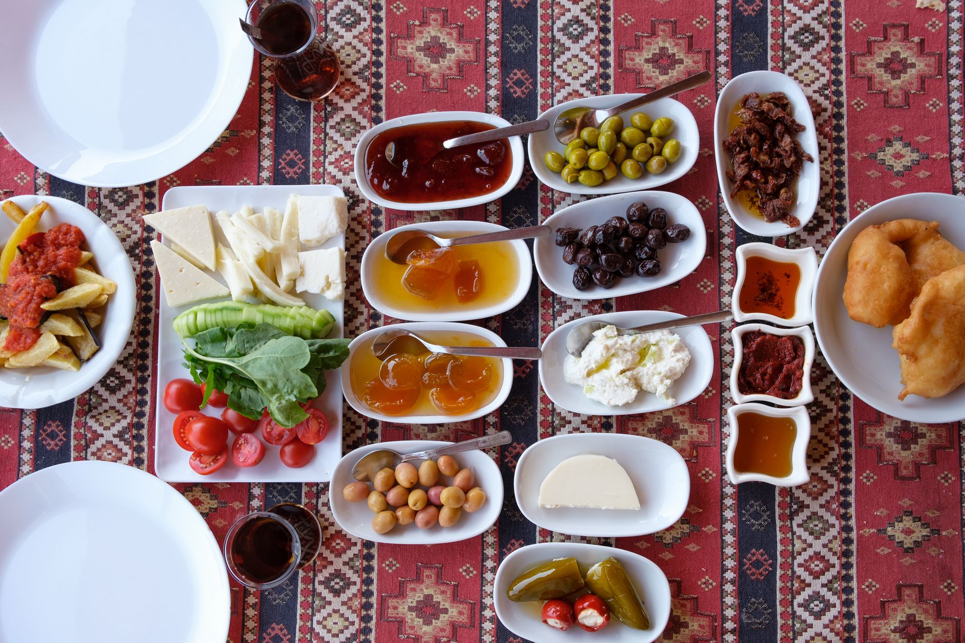 traditional turkish breakfast spread in sirince
